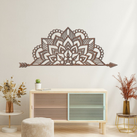 Elegáns fekete mandala a falon modern bohém stílusban