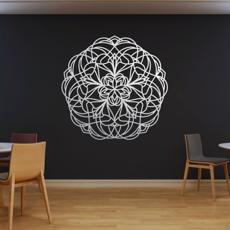 Fából készült mandala a falon modern geometrikus mintával