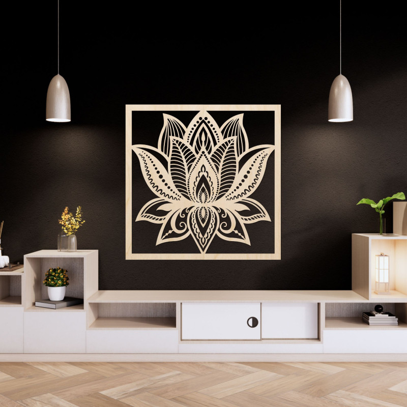 Mandala lótuszvirág fali design négyzet - ALAKSTRA