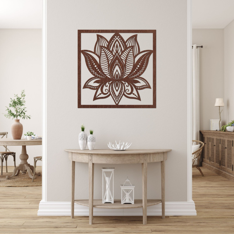 Mandala lótuszvirág fali design négyzet - ALAKSTRA