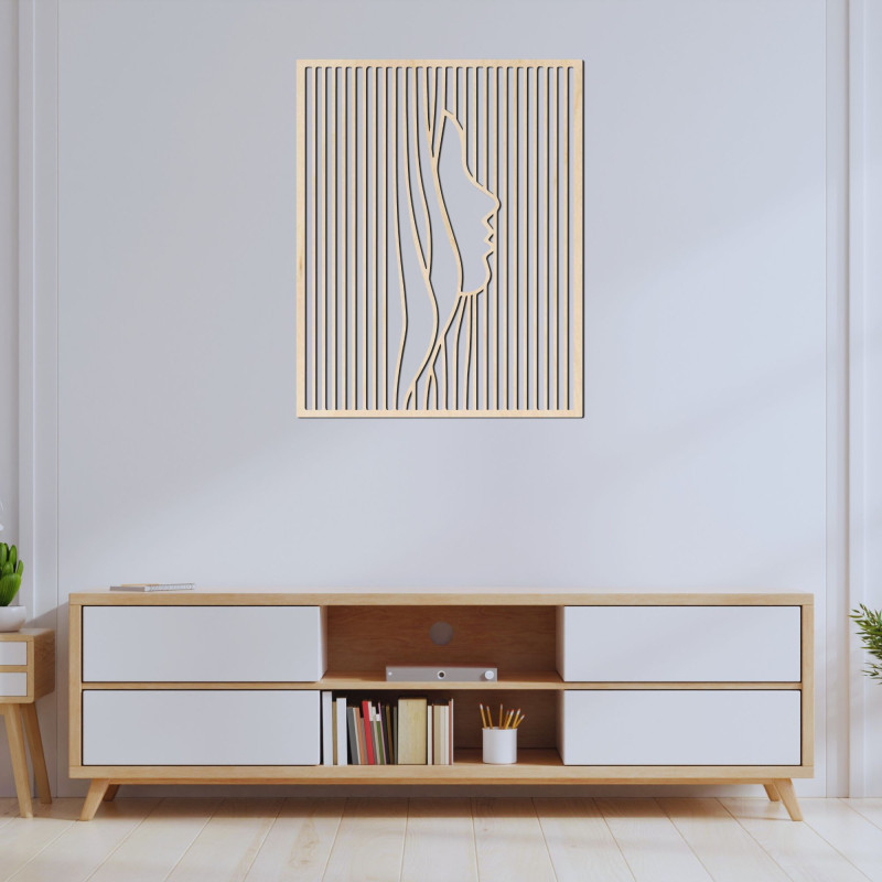 Női arc sziluettjét ábrázoló fa faldekoráció - PERSONA