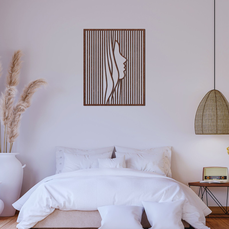 Női arc sziluettjét ábrázoló fa faldekoráció - PERSONA