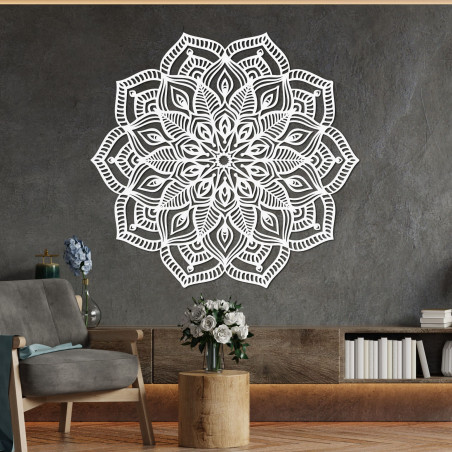 Elegáns, fából készült mandala, mint harmóniát és békét árasztó faldekoráció