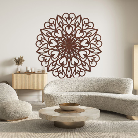Faragott mandala, fából készült fali dekoráció - FARLIKT