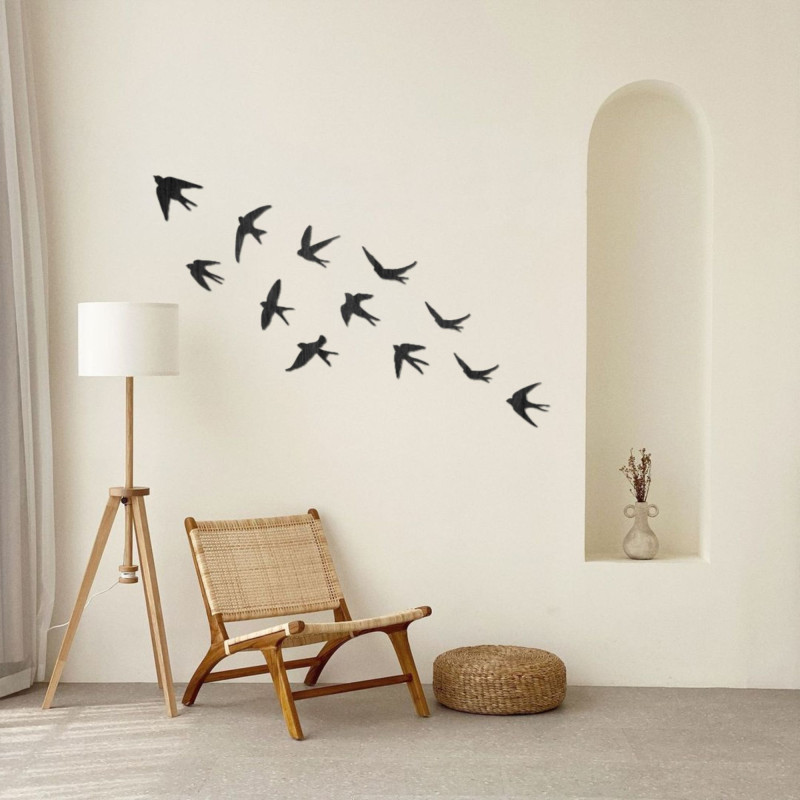 Fából készült faldekorációk repülő madarak - FLOCK