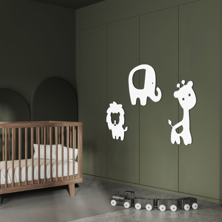 Fából készült dekoráció elefánt, oroszlán, zsiráf - SAFARI