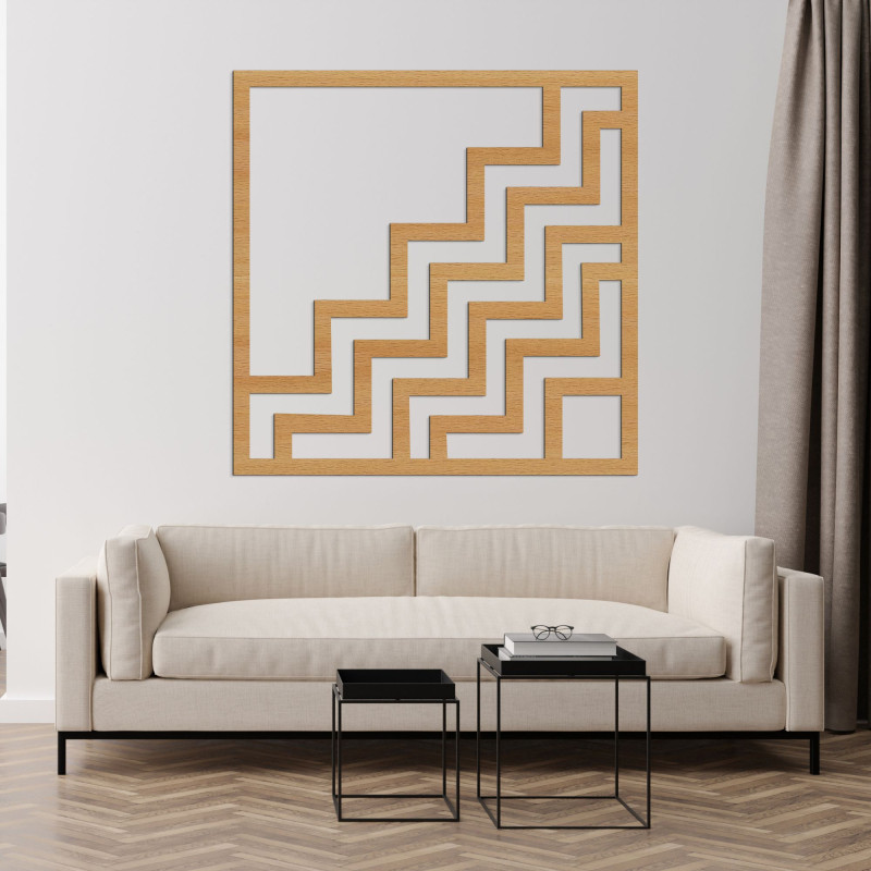 Modern fa faldekoráció feltűnő geometrikus cikkcakk mintával