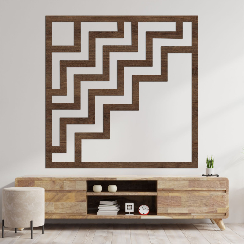 Barna geometrikus motívumú fa kép modern életstílusba
