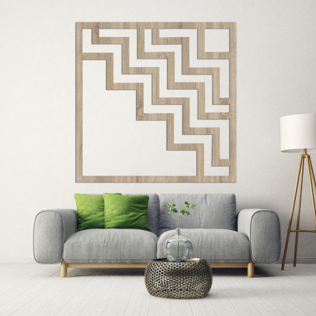 Geometrikus fa faldekoráció barna színben, modern absztrakt mintával