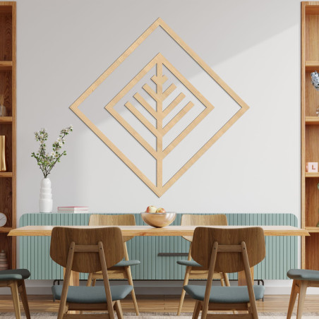 Modern geometrikus fa faldekoráció stílusos belső térhez