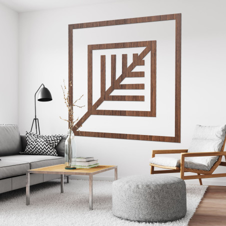 Modern geometrikus fa faldekoráció stílusos belső térhez