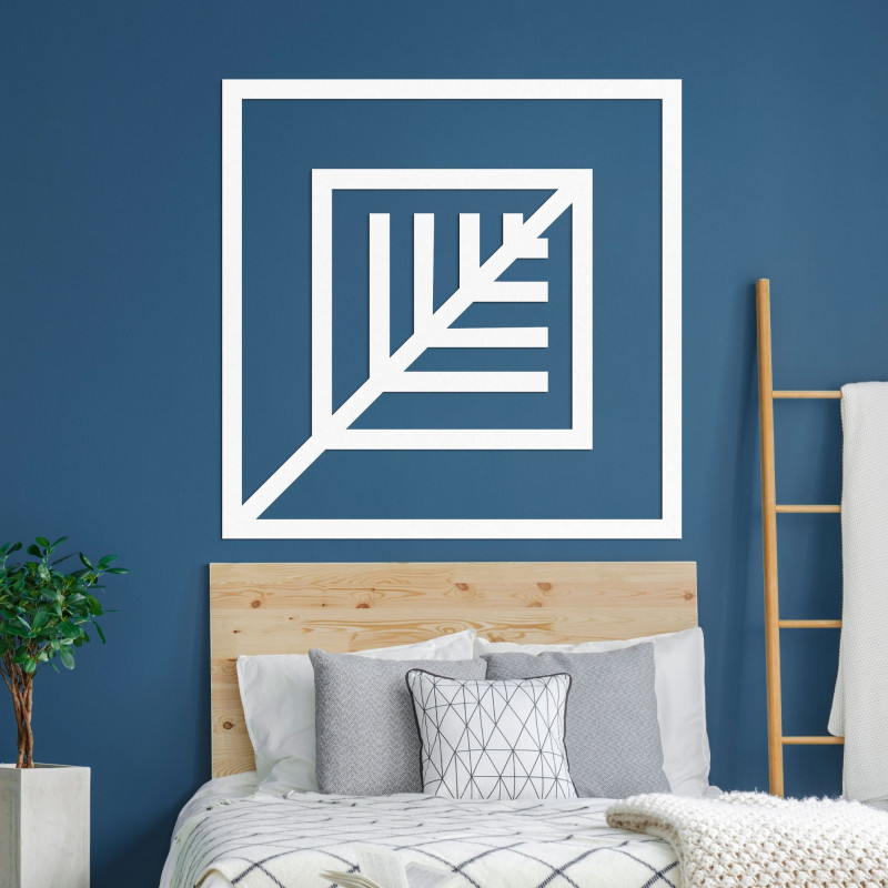 Modern geometrikus fa faldekoráció stílusos belső térhez