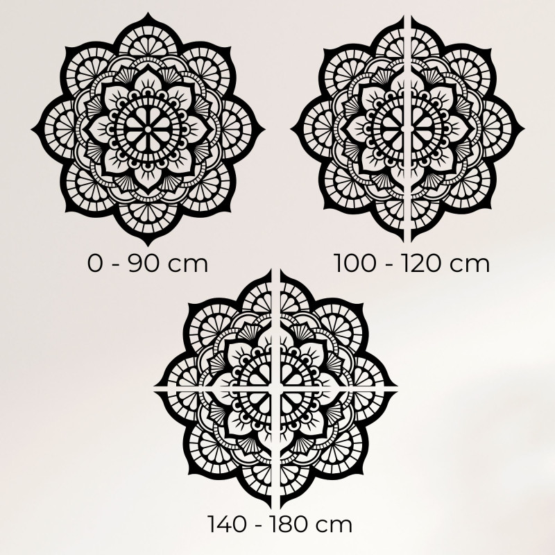 Fából faragott mandala falra, részletes virágmintával