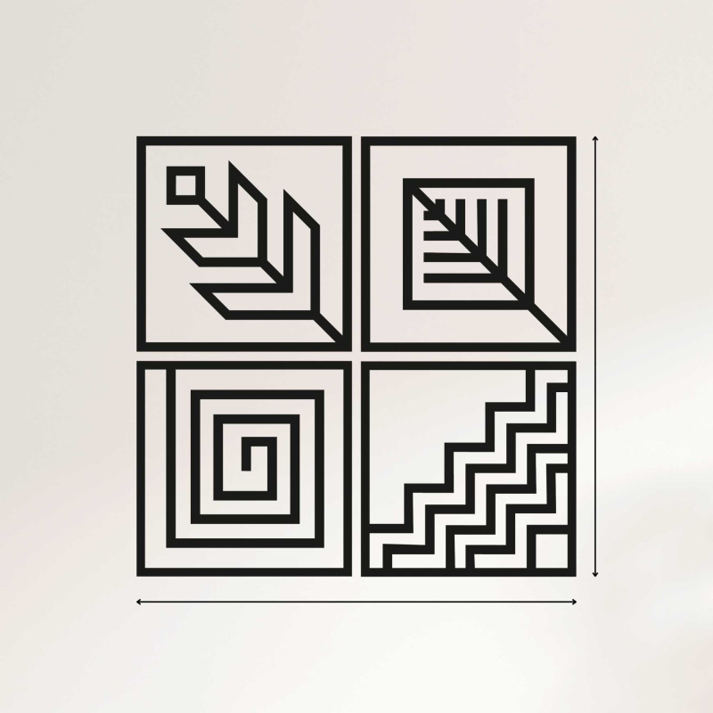 Fa falikép 4 darabos geometriával