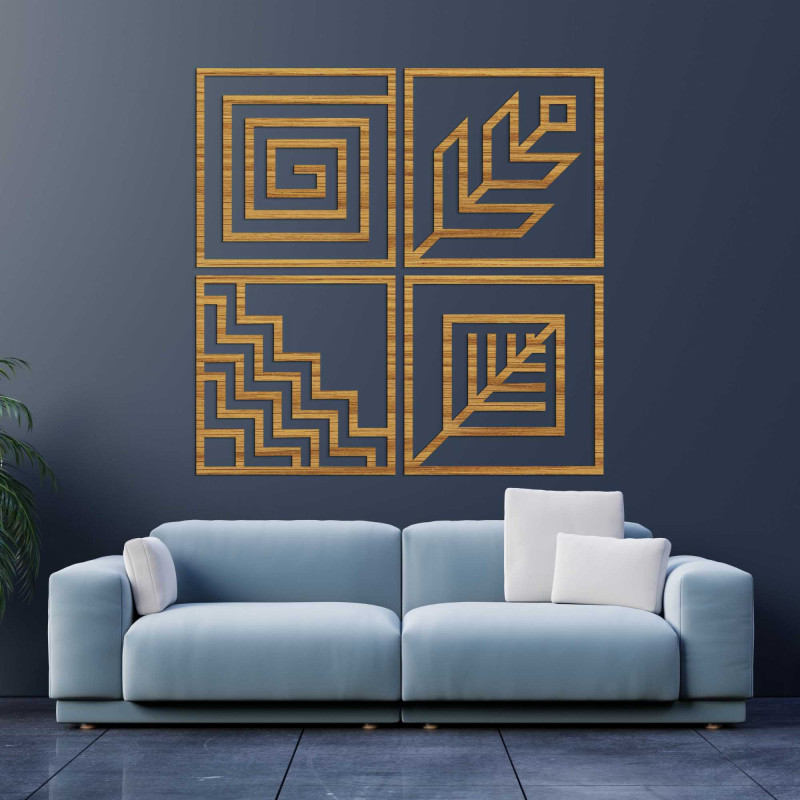 Fa falikép 4 darabos geometriával