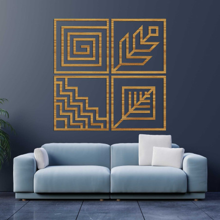 Fa falikép 4 darabos geometriával Fa falikép 4 darabos geometriával