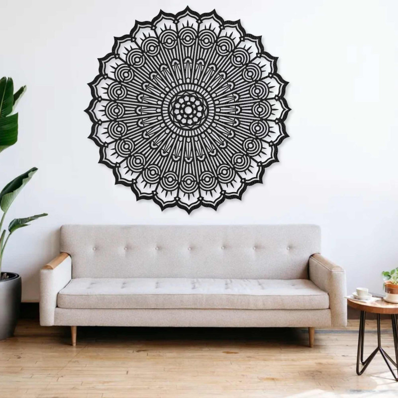 Fából készült mandala a falon