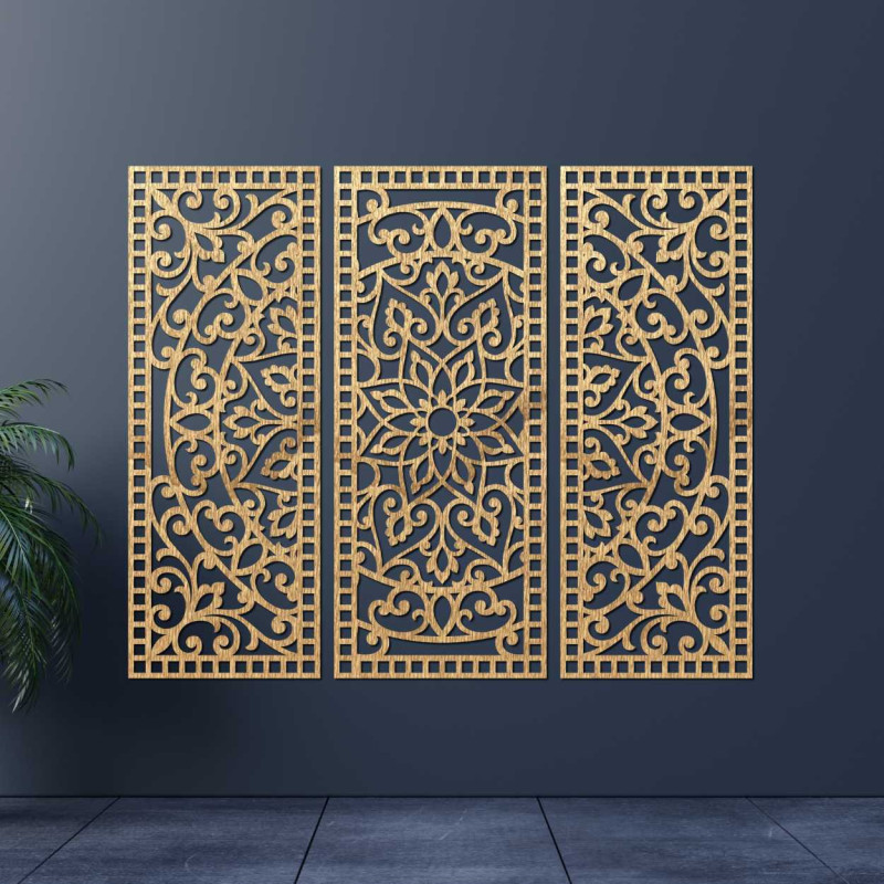 Fali dekoráció háromrészes panel mandala - AURELIA