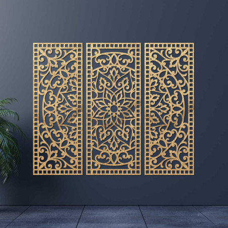 Fali dekoráció háromrészes panel mandala - AURELIA