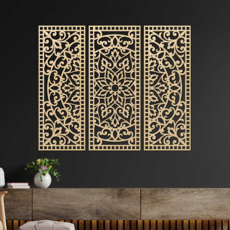Fali dekoráció háromrészes panel mandala - AURELIA