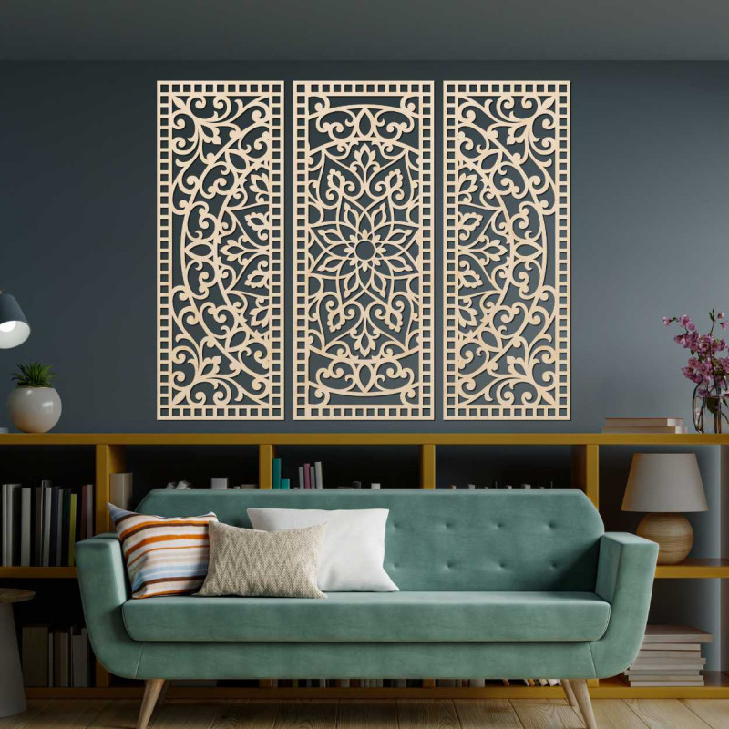 Fali dekoráció háromrészes panel mandala - AURELIA