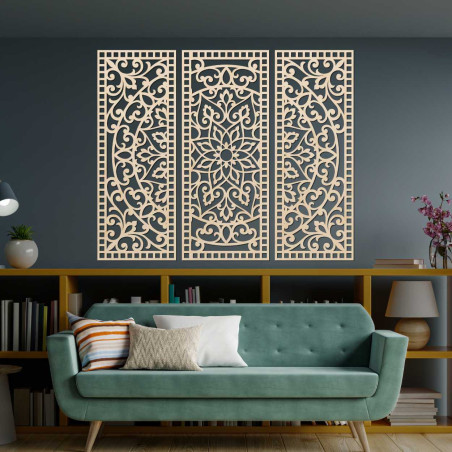 Fali dekoráció háromrészes panel mandala - AURELIA