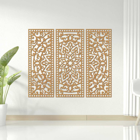 A háromrészes kialakítás a hagyományos mintákat modern precizitással ötvözi.