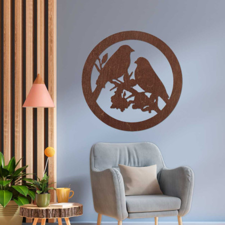 Fából készült falfestmény madarak egy ágon Fából készült falfestmény madarak egy ágon