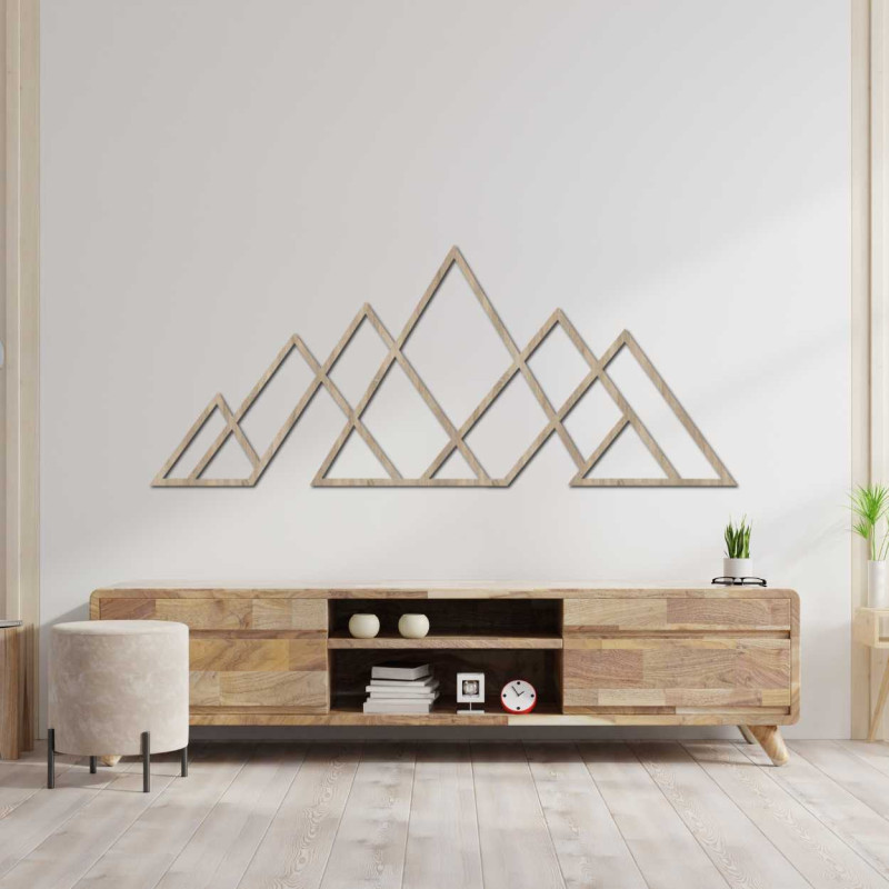 Fából készült falikép geometrikus hegyekkel - APALATU