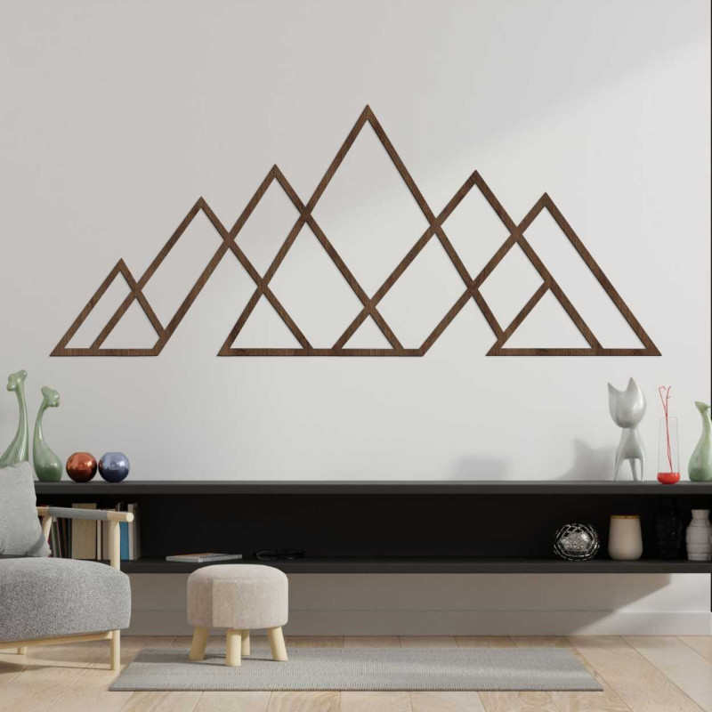 Fából készült falikép geometrikus hegyekkel - APALATU