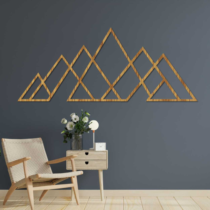 Fából készült falikép geometrikus hegyekkel - APALATU
