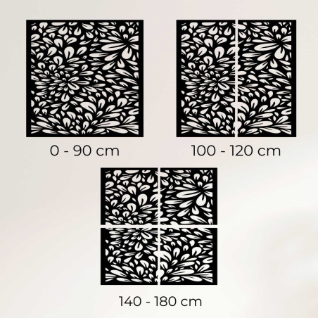 Részletesen kidolgozott, fából készült festmény, organikus formákkal, amelyek virágokra és levelekre emlékeztetnek.