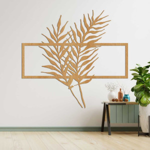 Fából készült kép minimalista levelekkel keretben - PAPRAADE