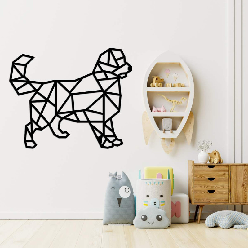 Faragott geometrikus falfestmény kutya - HAFFO