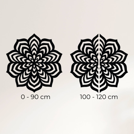 Egy kép, amely a falon lévő dekorációt ábrázolja, hogy képet adjon a méretarányról és a vizuális hatásról.