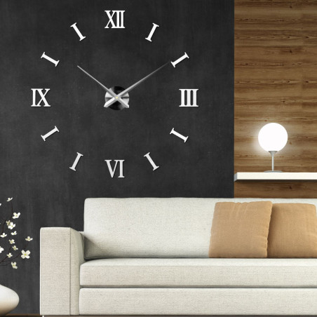Fehér, öntapadós óra 3D hatással, amely szerszámok és fúrás nélkül felszerelhető. Fehér, öntapadós óra 3D hatással, amely szerszámok és fúrás nélkül felszerelhető.