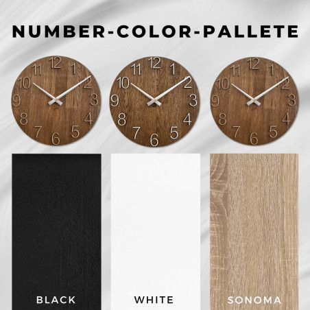 Faragott faóra egyszerű számlappal és minimalista dizájnnal.