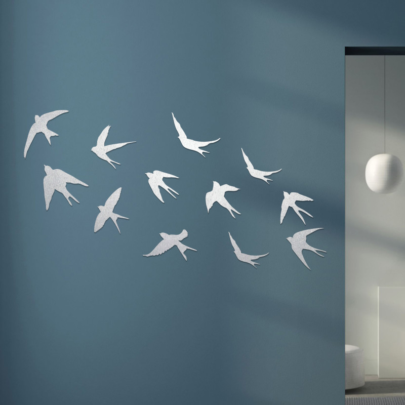 Fából készült faldekorációk repülő madarak - FLOCK