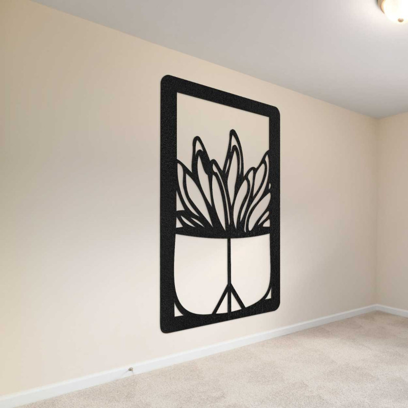 Nagyméretű, fából készült fali dekoráció természetes kaktusz motívummal