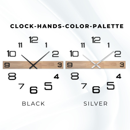 Luxus fa falióra minimalista dizájnnal és kontrasztos számokkal.