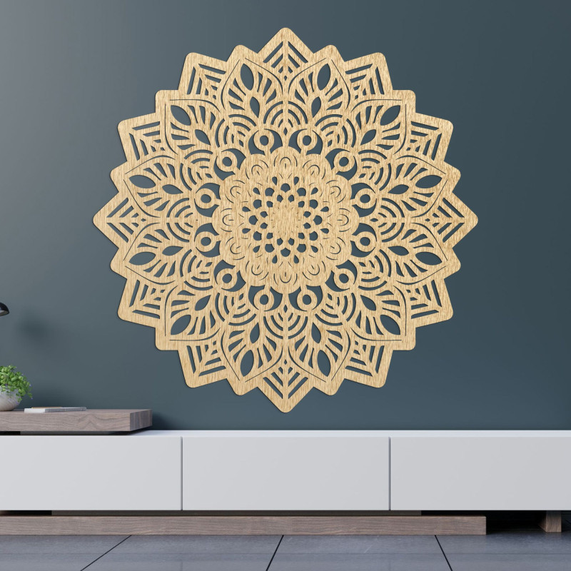 Faragott fa faldekor mandala nap - SOLIS