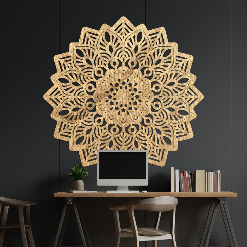 Faragott fa faldekor mandala nap - SOLIS