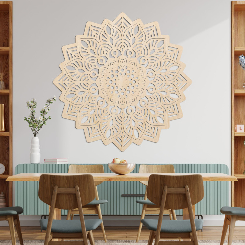 Faragott fa faldekor mandala nap - SOLIS