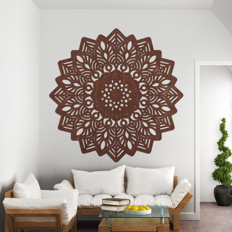 Faragott fa faldekor mandala nap - SOLIS