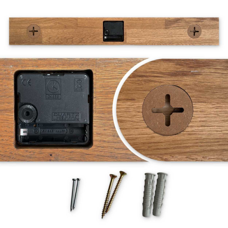 Rusztikus tölgyfa falióra - minimalista...