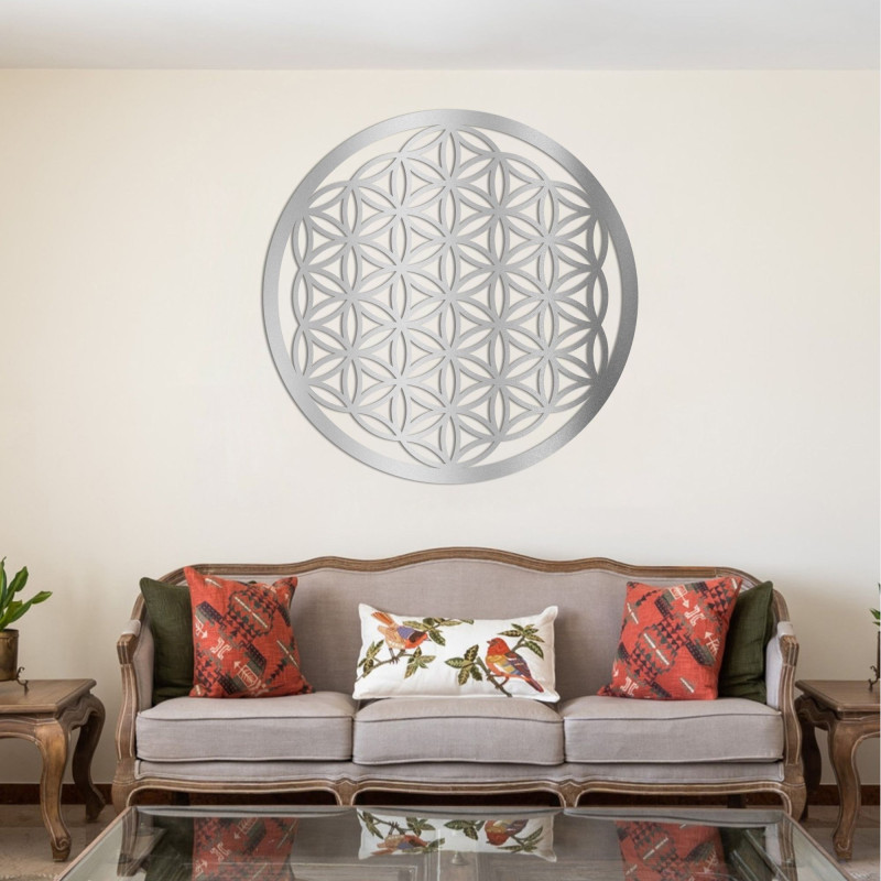 Fából készült faldekoráció, Életvirág, szakrális geometria mandala.