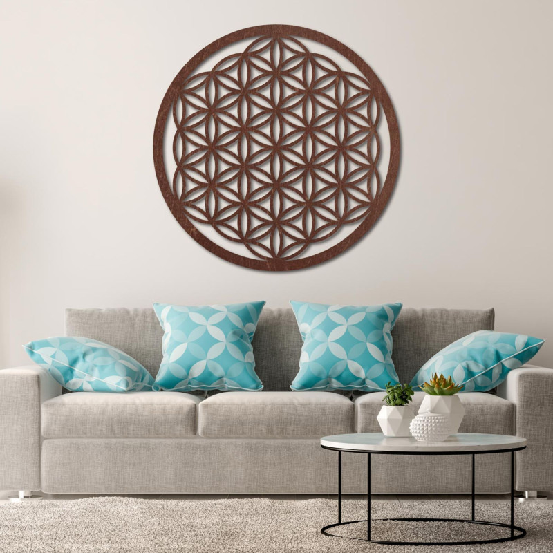 Fából készült faldekoráció, Életvirág, szakrális geometria mandala.