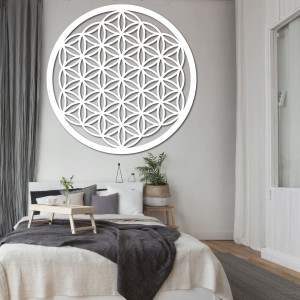 Fából készült faldekoráció, Életvirág, szakrális geometria mandala.