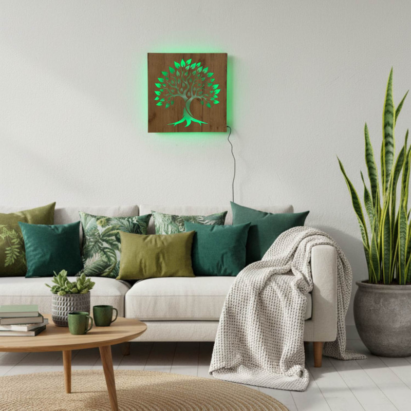 LED fényfestés az élet fája - fa dekoráció RGB LED háttérvilágítással, n