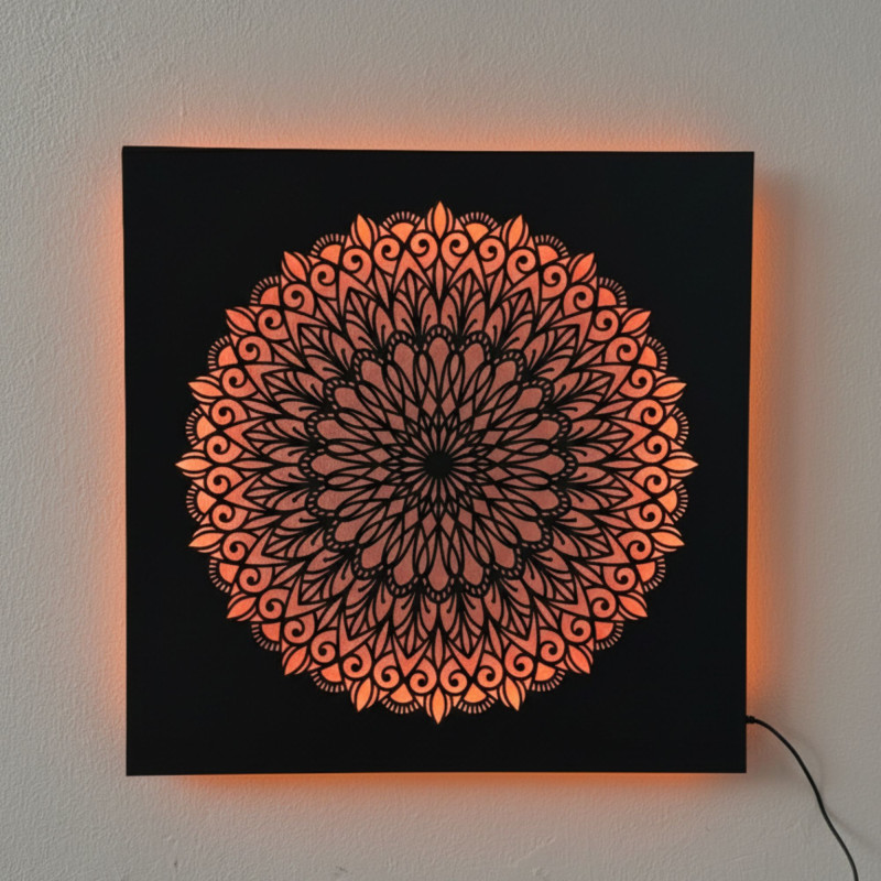 LED fa kép Mandala – háttérvilágítású mandala